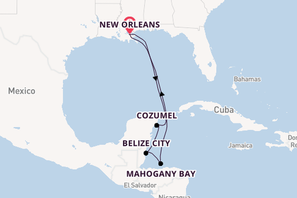 Westelijke Caraïben vanaf New Orleans, Verenigde Staten met de Carnival Liberty