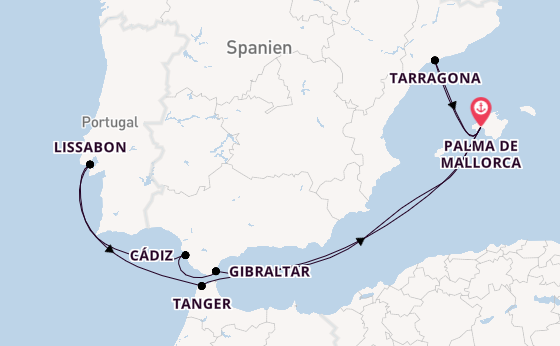Westliches Mittelmeer ab Palma de Mallorca, Spanien auf der Mein Schiff Flow