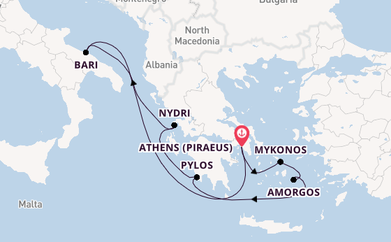 Eastern Mediterranean from Athens (Piraeus), Greece with the EXPLORA II