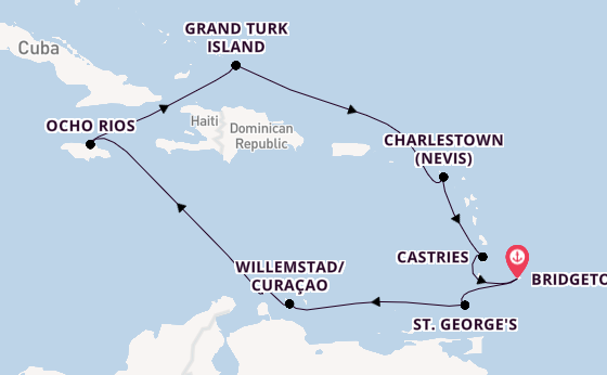 Southern Caribbean from Bridgetown, Barbados with the Britannia 