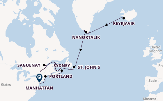 trans-Atlantisch vanaf Reykjavik, IJsland met de Azamara Journey
