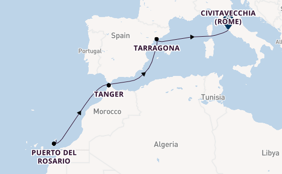 Canarische Eilanden vanaf Arrecife, Lanzarote, Spanje met de MSC Fantasia