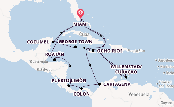 Caribbean from Miami, Florida, USA with the MSC Poesia