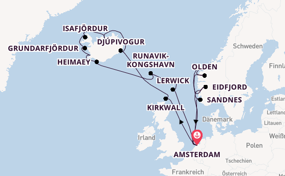 Arktis ab Amsterdam, Niederlande auf der Zuiderdam
