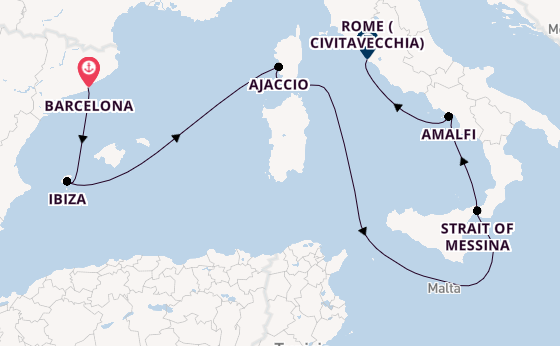 Western Mediterranean from Barcelona, Spain with the Queen Victoria