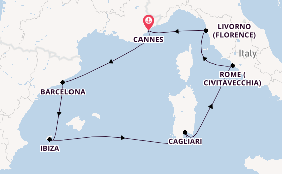 Western Mediterranean from Cannes, France with the MSC Fantasia