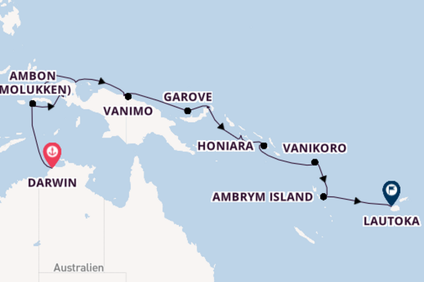 Indonesien ab Darwin, Australien auf der Seabourn Pursuit