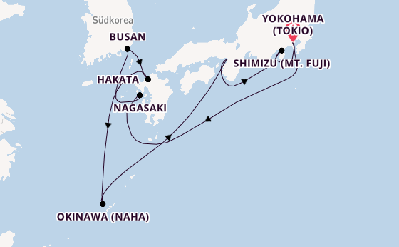 Japan ab Yokohama (Tokio), Japan auf der Celebrity Solstice