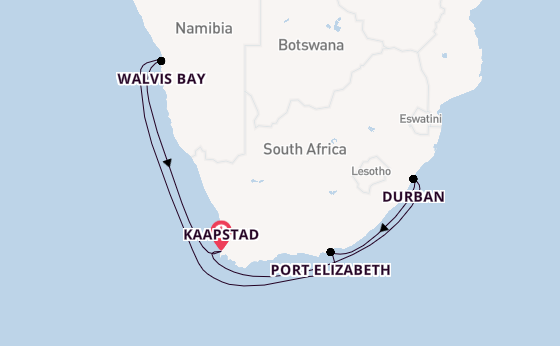 Zuid-Afrika vanaf Kaapstad, Zuid-Afrika met AIDAblu