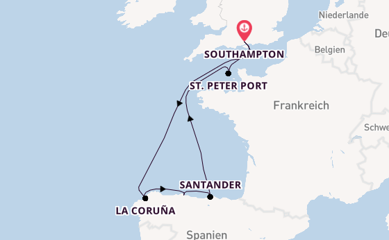 Vereinigtes Königreich ab Southampton, Großbritannien auf der Arcadia