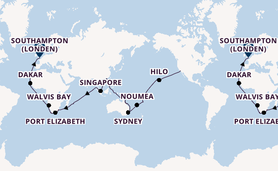 Wereldreizen vanaf Los Angeles, Verenigde Staten met de Queen Victoria