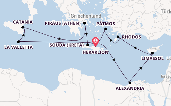 Mittelmeer ab Heraklion, Griechenland auf der Mein Schiff 5