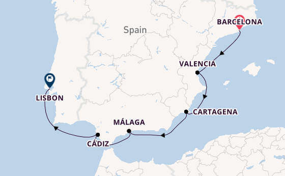 Western Mediterranean from Barcelona, Spain with the Aurelia