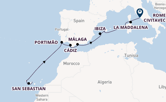 Western Mediterranean from Santa Cruz de Tenerife, Spain with the MS EUROPA 2