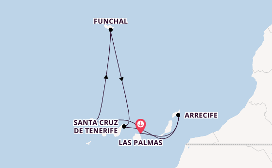 Canarische Eilanden vanaf Las Palmas, Gran Canaria, Spanje met de Mein Schiff Relax
