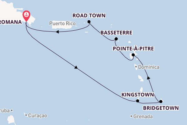 Caribbean vanaf La Romana, Dominicaanse Republiek met de Costa Fascinosa