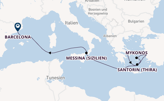 Mittelmeer ab Piräus (Athen), Griechenland auf der Celebrity Xcel