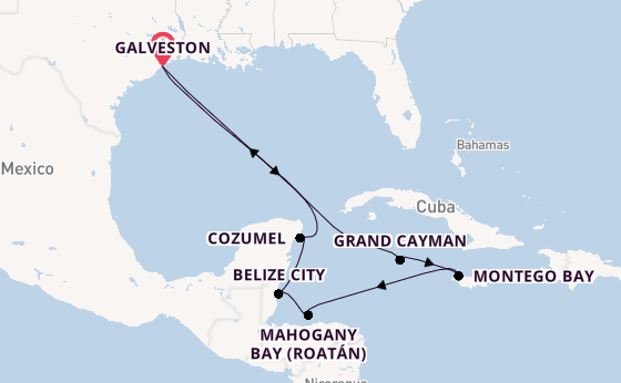Western Caribbean from Galveston, Texas, USA with the Carnival Sunshine