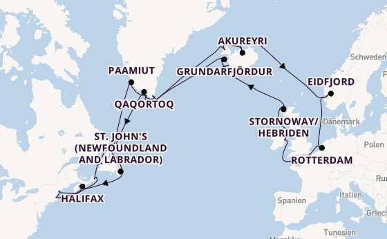 Transatlantik ab Boston, USA auf der Volendam