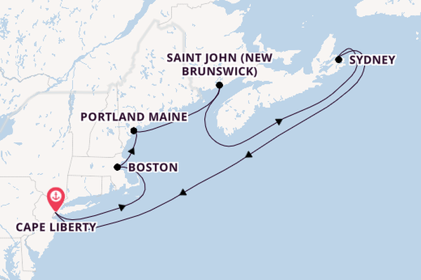 Amerikaanse Oostkust vanaf Cape Liberty, New Jersey met de Independence of the Seas