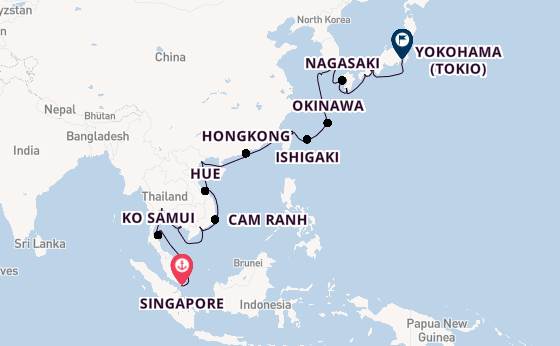Oost-Azië vanaf Singapore, Singapore met de Nautica