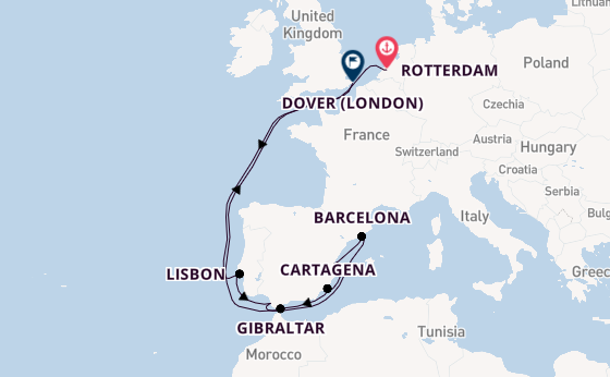 Western Mediterranean from Rotterdam, The Netherlands with the Nieuw Statendam