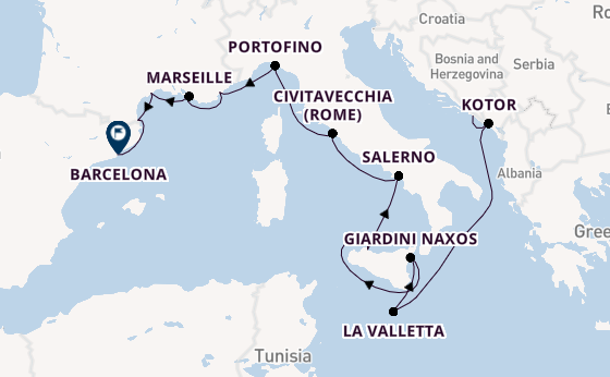 Westelijke Middellandse Zee vanaf Dubrovnik, Kroatië met de Seabourn Ovation
