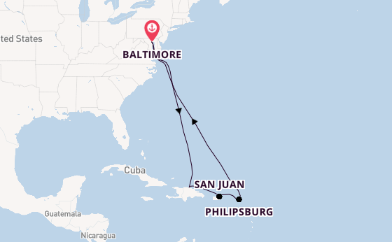 Caribbean from Baltimore, Maryland, USA with the Carnival Miracle