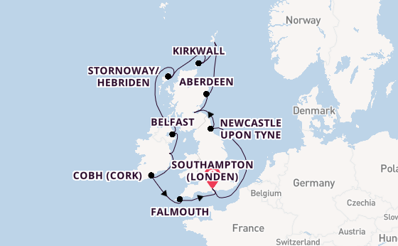 Verenigd Koninkrijk vanaf Southampton (Londen), Engeland met de Marina