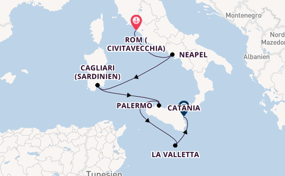 Westliches Mittelmeer ab Civitavecchia (Rom), Italien auf der Costa Serena