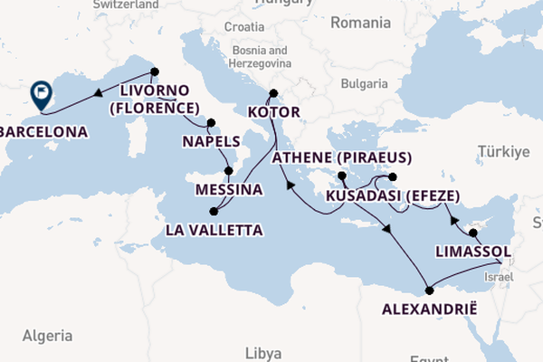 Middellandse Zee vanaf Athene (Piraeus), Griekenland met de Rotterdam