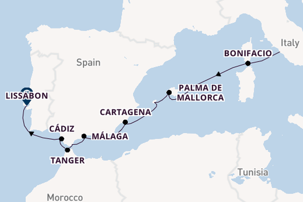 Westelijke Middellandse Zee vanaf Civitavecchia (Rome), Italië met de Royal Clipper