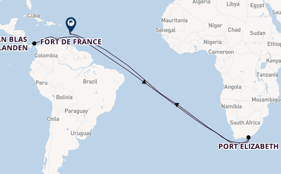 trans-Atlantisch vanaf Colón, Panama met de Le Bellot