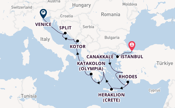 Eastern Mediterranean from Istanbul, Turkey with the Viking Mars