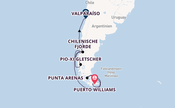 Patagonien ab Puerto Williams, Chile auf der Silver Cloud