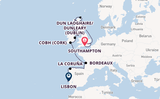 British Isles from Southampton, England with the Marina