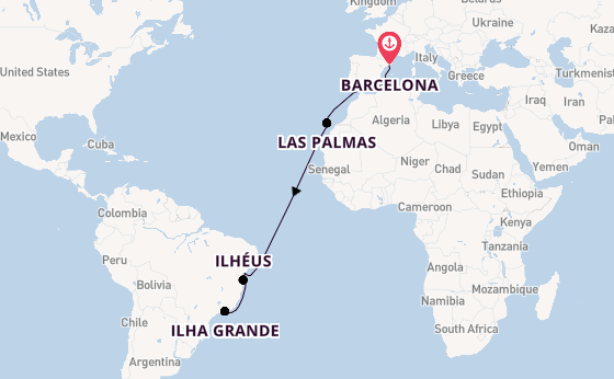 trans-Atlantisch vanaf Barcelona, Spanje met de MSC Divina