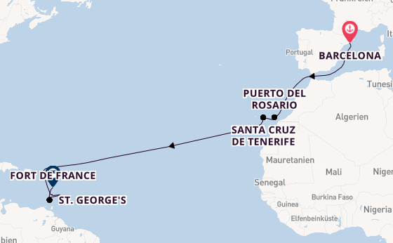 Karibik ab Barcelona auf der MSC World Europa