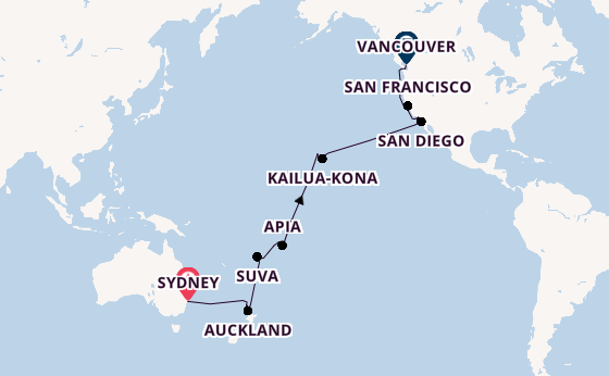 Transpacifisch vanaf Sydney, Australië met de Royal Princess