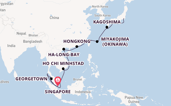 Zuidoost-Azië vanaf Singapore, Singapore met de Coral Princess