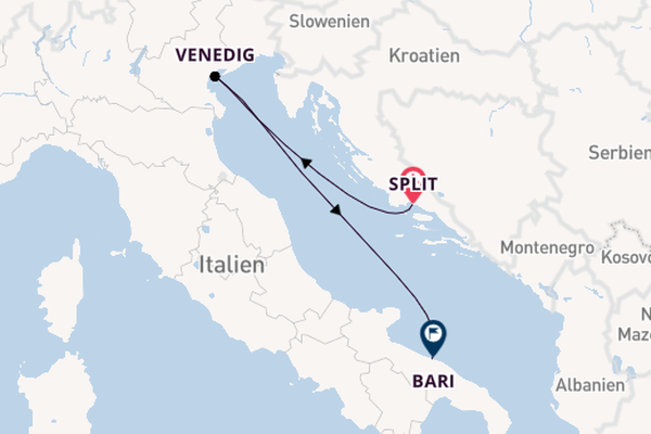 Mittelmeer ab Split, Kroatien auf der MSC Lirica