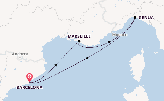 Westliches Mittelmeer ab Barcelona, Spanien auf der MSC Euribia