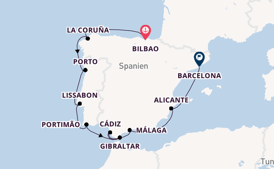 Westliches Mittelmeer ab Bilbao, Spanien auf der Marina