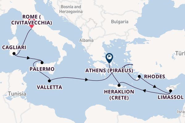 Mediterranean Sea from Rome (Civitavecchia), Italy with the Caribbean Princess
