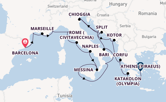 Mediterranean Sea from Barcelona, Spain with the Viking Star