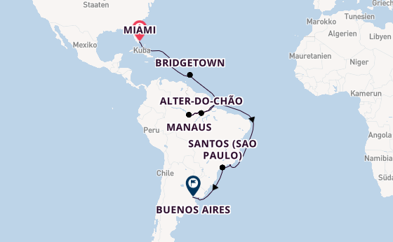 Südamerika ab Miami auf der Seven Seas Mariner