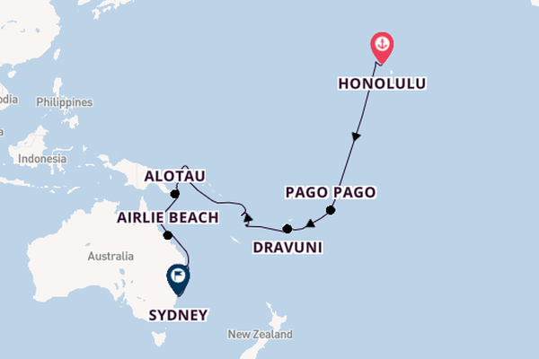 South Pacific from Honolulu, Hawaii, USA with the Coral Princess