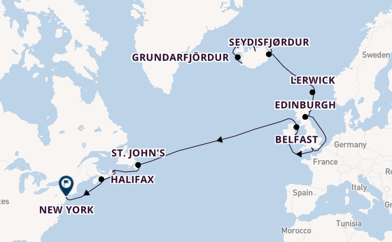 trans-Atlantisch vanaf Reykjavik, IJsland met de Vista