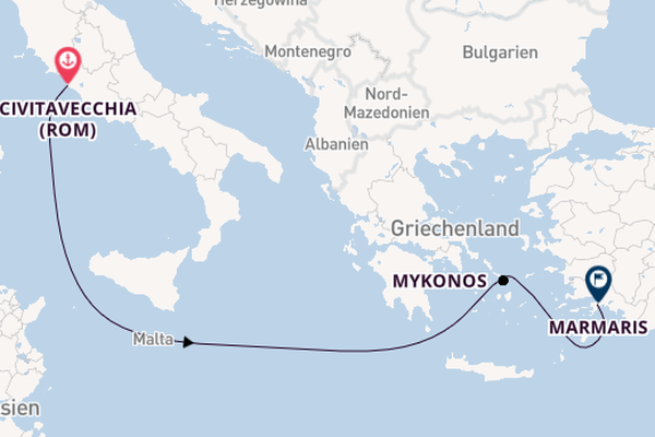 Mittelmeer ab Civitavecchia (Rom), Italien auf der MSC Divina