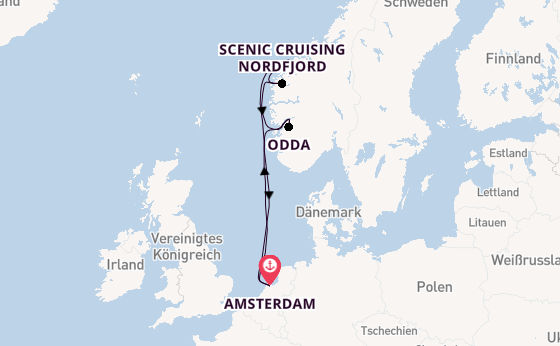 Norwegen ab Amsterdam, Niederlande auf der Zuiderdam